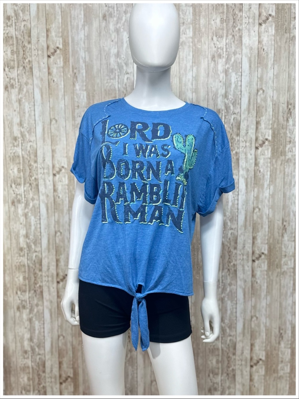 Double D Ranch A Ramblin’ Man Embroidered Western Top Blue ~ Size XL ~ Item #M7